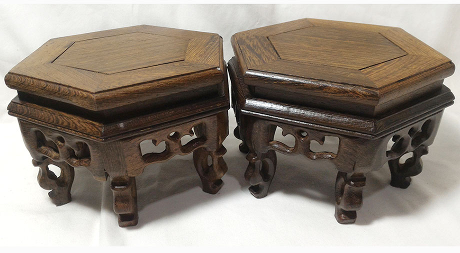 ฐานหรือกี๋ไม้ศิลปะจีน-หกเหลี่ยม 12cm