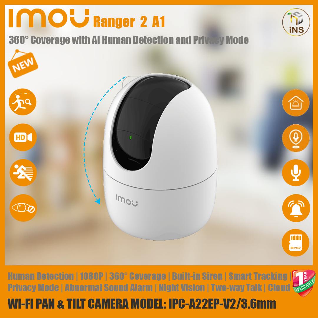 IMOU Ranger 2 A1 กล้องวงจรปิดไร้สาย WiFi-Camera PT 2MP 3.6mm รุ่น IPC-A22EP-D-V2