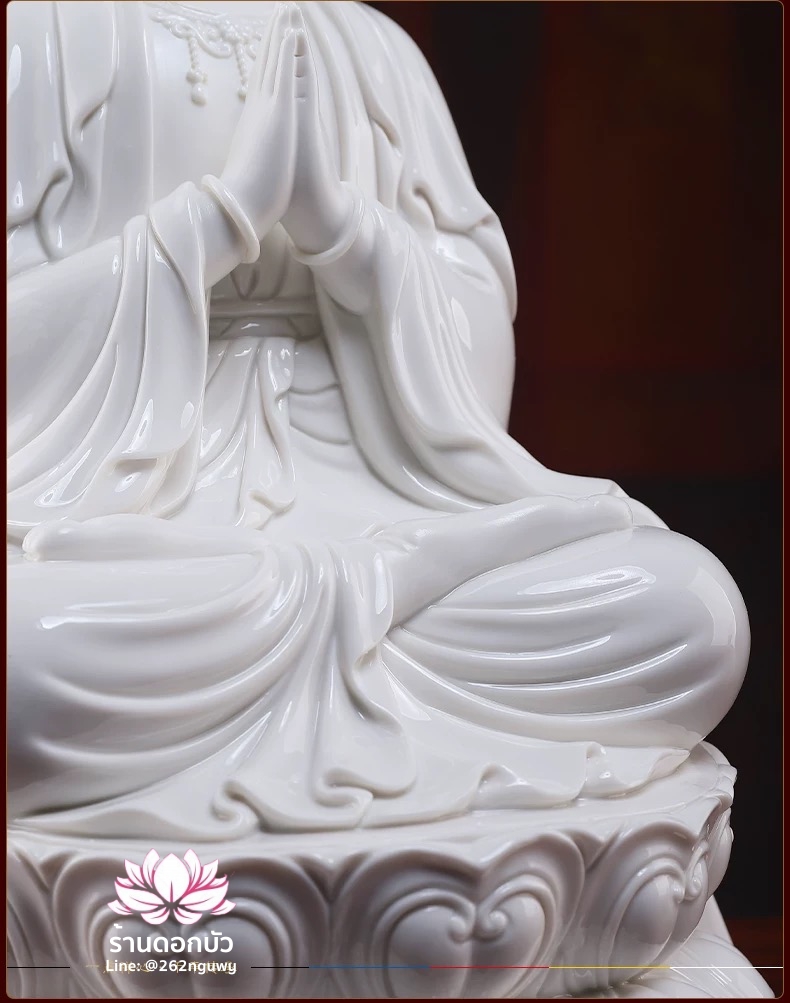 พระโพธิสัตว์กวนอิม พระแม่กวนอิมโพธิสัตว์ ปางพนมมือ ประทับนั่งดอกบัว ขนาด 16 นิ้ว