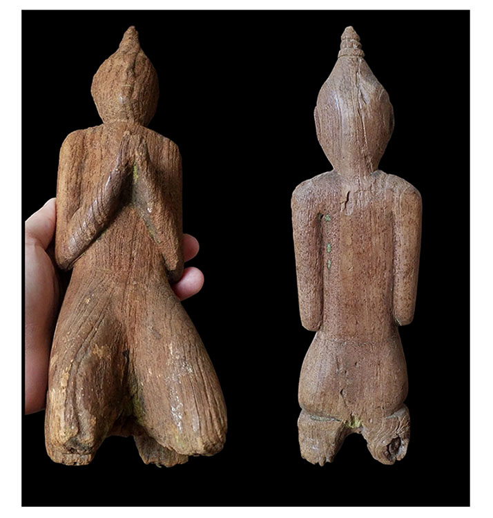 เทพนมไม้แกะเก่า สูงประมาณ 25.5cm