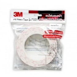3เอ็ม โฟมเทปสีขาว 24 มม.x 3 ม. แกน 1 นิ้ว, PW21 (แกน 1 นิ้ว) 3M White Pe Foam Tape , PW21, 24Mm X 3M (1 inch core)