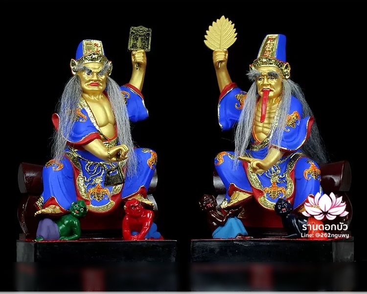 ชิดเอี๋ยโป๊ยเอี๋ย ตั่วแปะหยี่แปะ ยมฑูตขาวดำ ปางนั่งโลงจำปาเหยียบบริวาร งานเรซิ่น ขนาด 12/16/19 นิ้ว