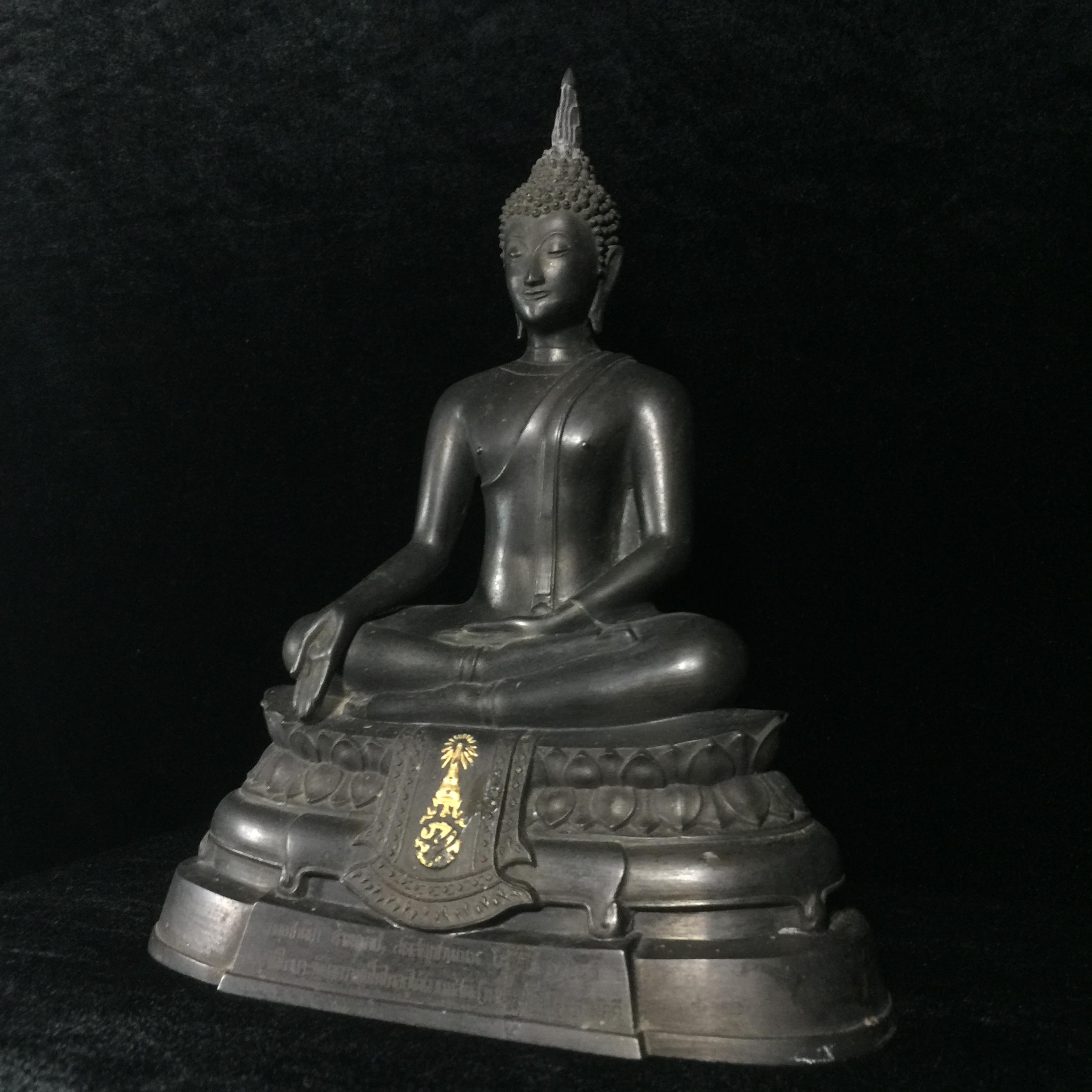 พระพุทธรูปบูชา ภปร ปี2508 วัดบวรนิเวศวิหาร บล็อกกษาปณ์(หนังไก่) หน้าตัก5นิ้ว(ที่สุดของพระบูชา ภปร วัดบวรนิเวศวิหาร)