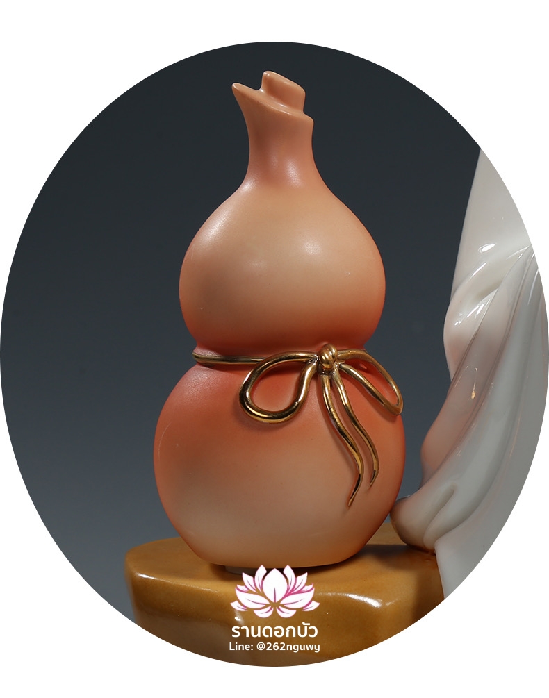 พระอรหันต์จี้กง เต้าจี้ฉานซือ งานกระเบื้องฮกเกี้ยน สีขาวขลิบทอง ขนาด 18 นิ้ว