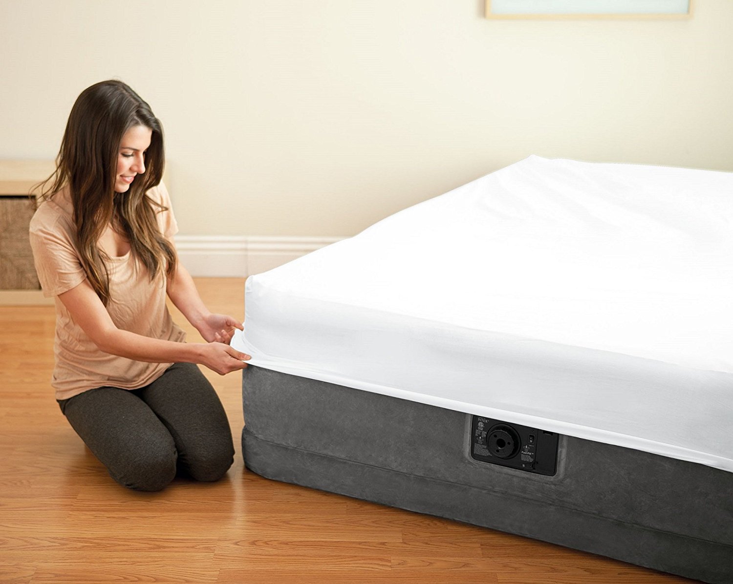 Intex 64414 Comfort Plush QueenSize ขนาด 5 ฟุต ปั๊มลมในตัว สีเทา