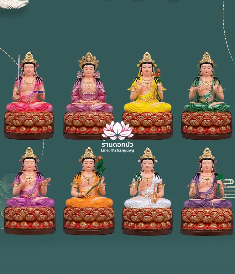 อัษฏมหาโพธิสัตว์ พระโพธิสัตว์แปดพระองค์ งานเรซิ่นคุณภาพสูง ขนาด 16 นิ้ว