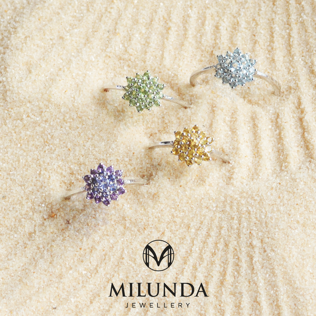 แหวนดอกพิกุล แหวนพลอยแท้ Gemstone flower rings