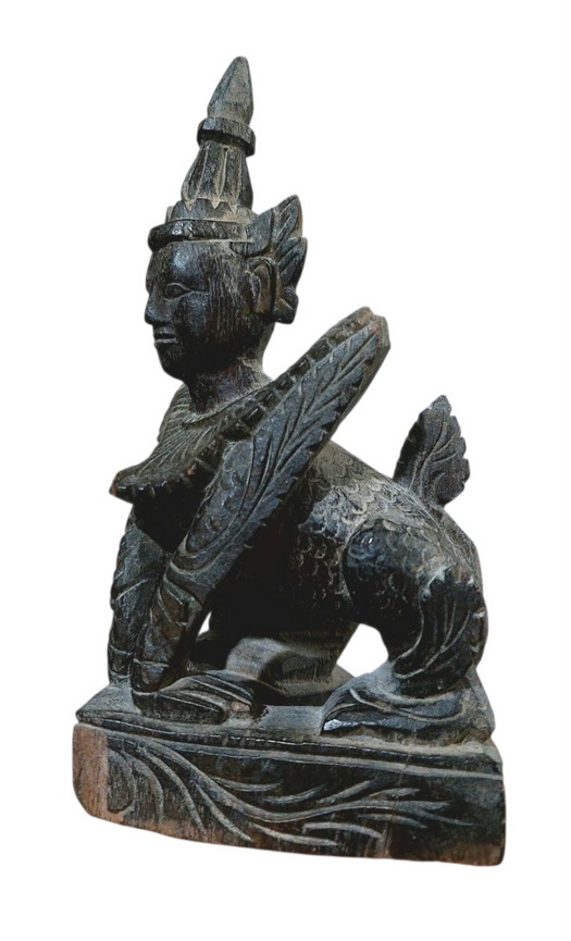 ไม้แกะสลักเก่า-นรสิงห์(ศิลป์พม่า) สูง20cm