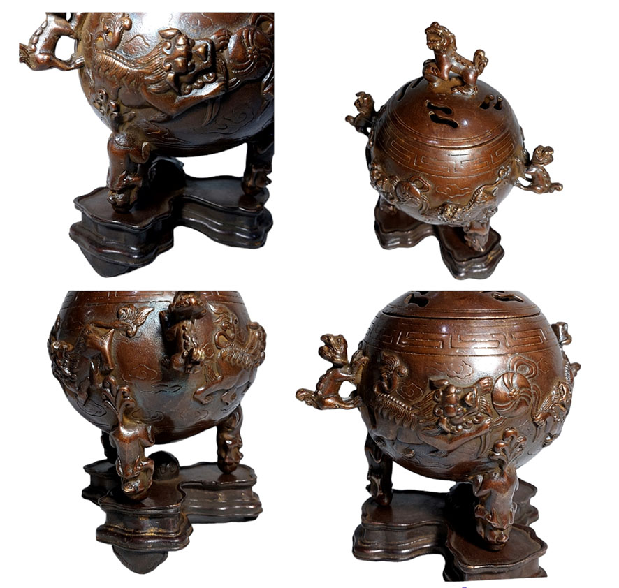 เตากำยาน กระถางกำยาน กระถางธูป ทองเหลืองสไตล์จีน