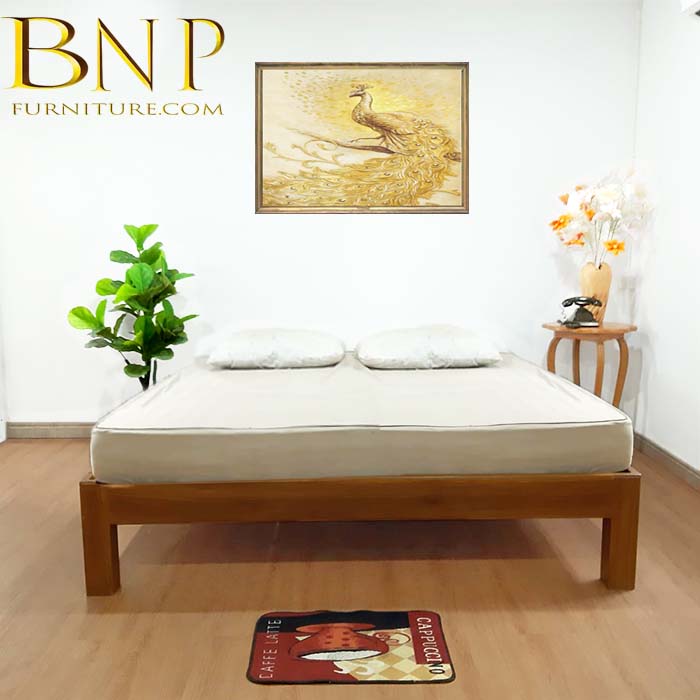 เตียงไม้สักเเท้ 6 ฟุต รุ่นสมูธตี้ ( เตียงหัวโล้น-ท้ายโล้น )