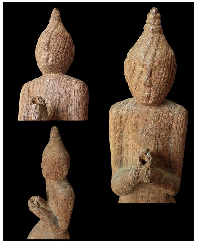 เทพนมไม้แกะเก่า สูงประมาณ 25.5cm