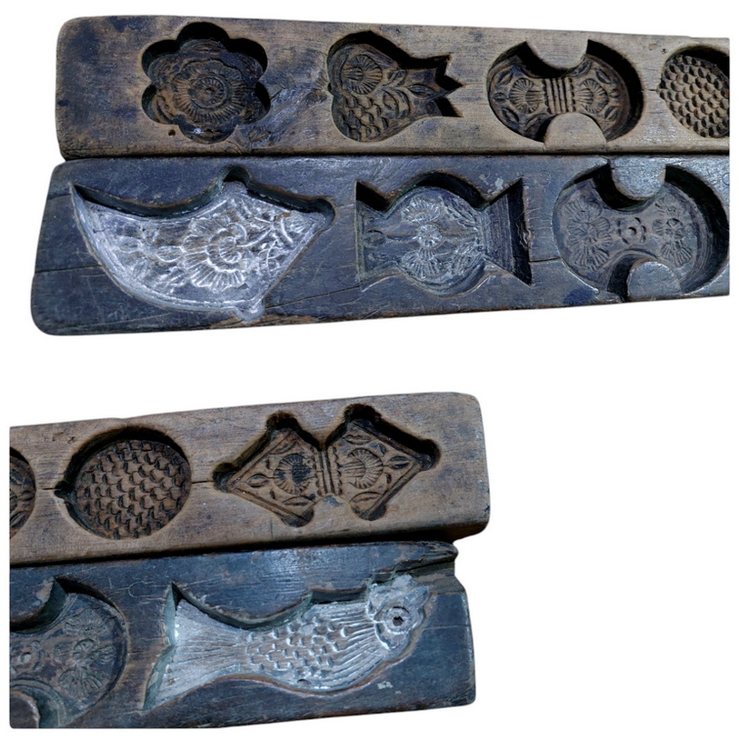 คู่พิมพ์ไม้สำหรับทำขนม งานเก่า ลาย2ด้าน💥ของเก่าของสะสม ของตกแต่งร้าน