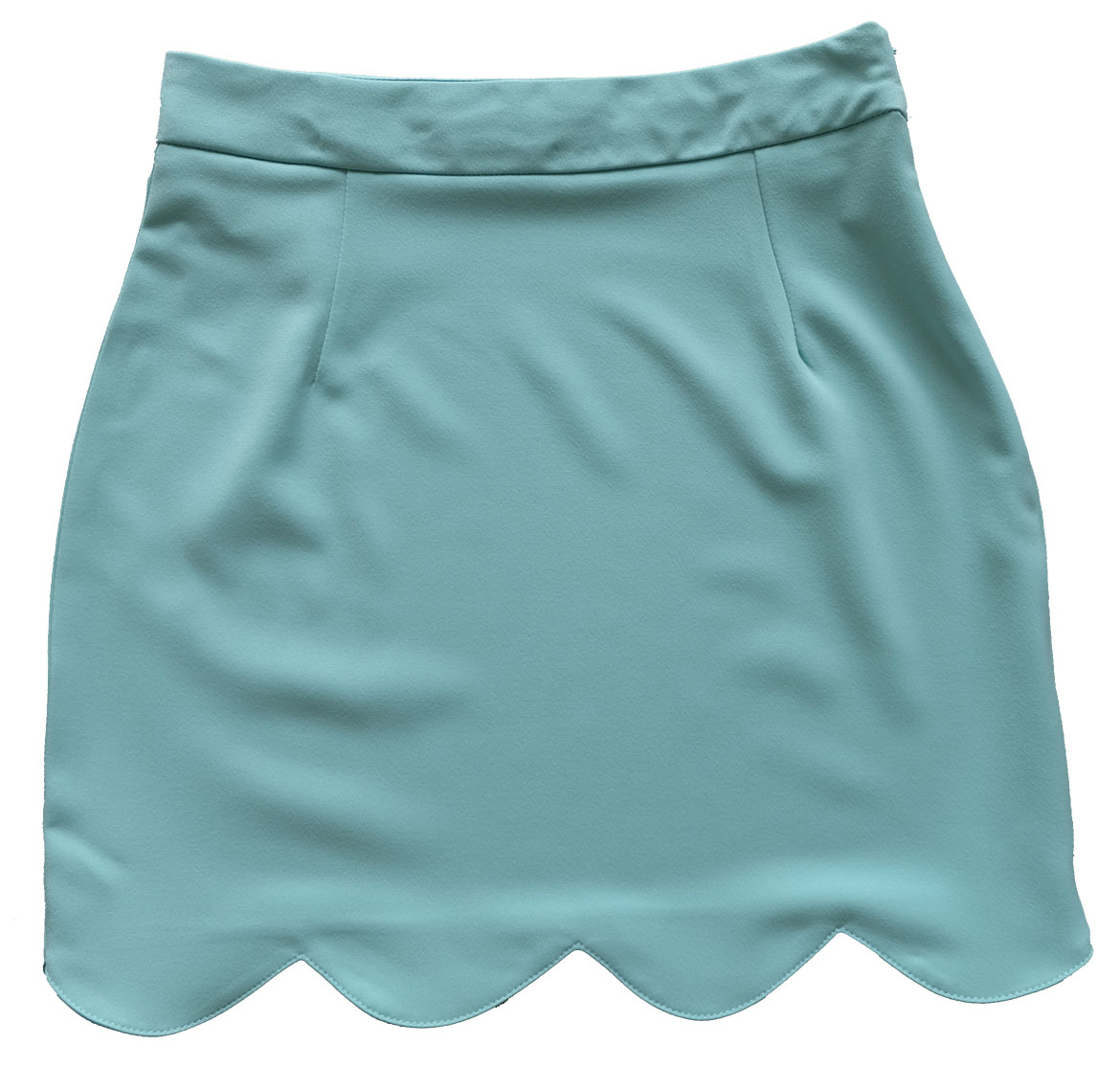 กระโปรงปลายหยัก ผ้าฮานาโกะ สีเขียวมิ้น Size S M L XL