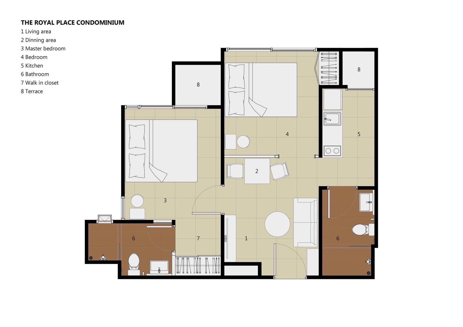 For Sales : Samkong, The Royal Place Phuket, 1 Bedrooms 1 Bathrooms, 6th flr.