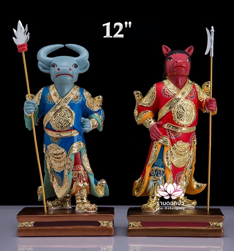 ยมบาลหัววัวหัวม้า ยมทูตหัววัวหน้าม้า งานเรซิ่น ขนาด 8/12/16 นิ้ว