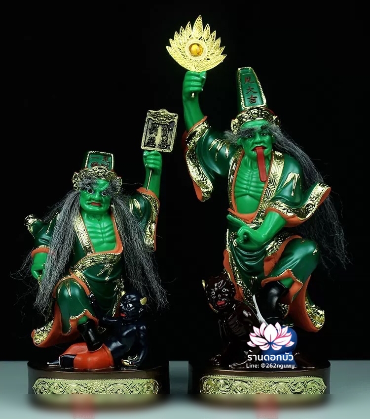 ชิดเอี๋ยโป๊ยเอี๋ย ตั่วแปะหยี่แปะ ยมฑูตขาวดำ ปางยืนเหยียบบริวาร งานเรซิ่น ขนาด 12/16/19 นิ้ว