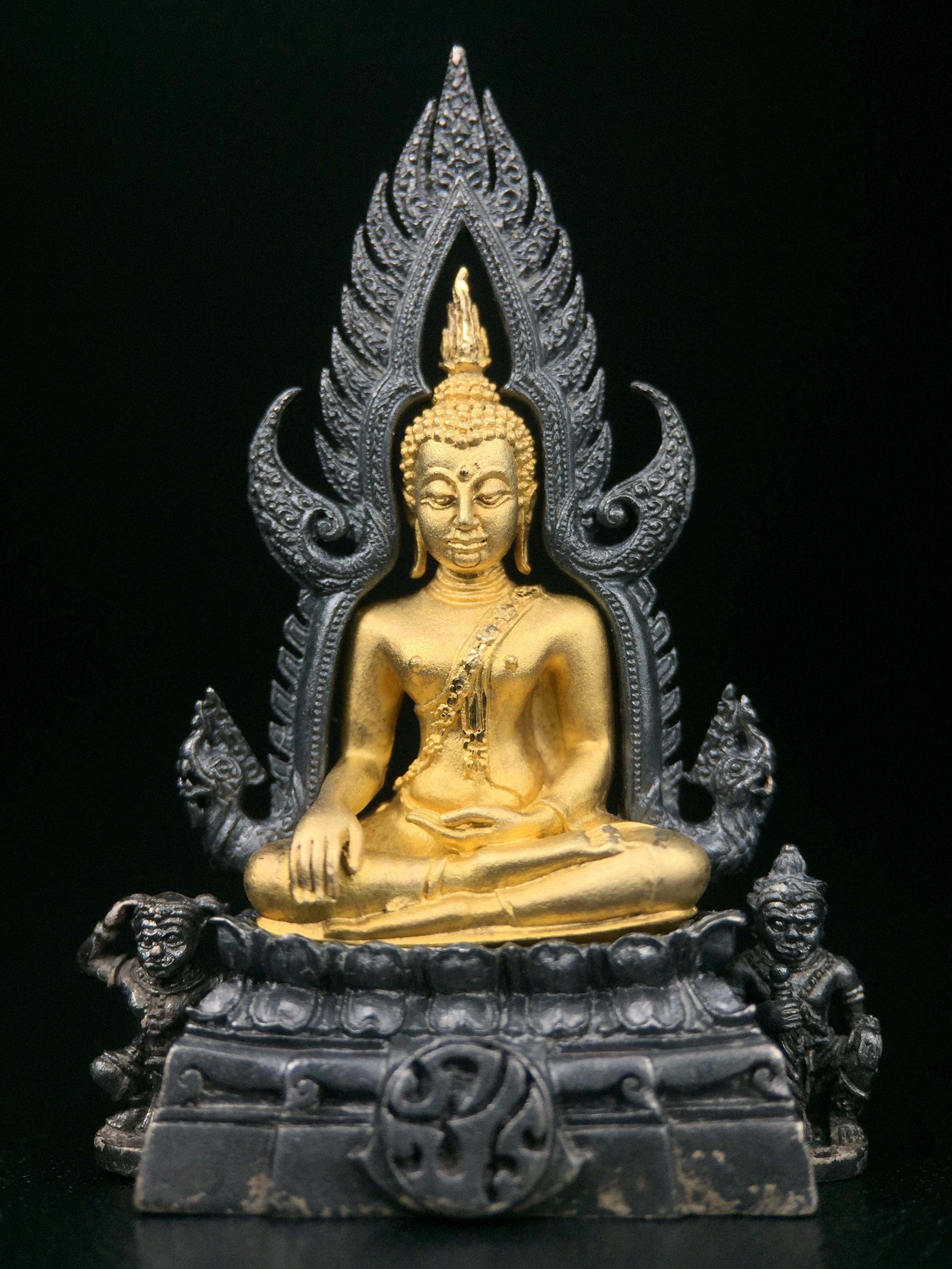 พระพุทธชินราช ภปร. โครงการ เพราะแผ่นดินนี้คือแผ่นดินเกิด เนื้อเงินชุบทองคำซุ้มรมดำ ปี2551 ขนาดหน้าตัก1/2นิ้ว(3.5*2.5 ซม.) (สวยงามหายาก)1ใน 5000 องค์