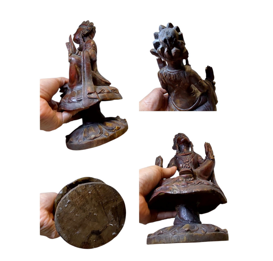 Lokanat เทพผู้คอยดูแลรักษาความสงบสุขของจักรวาล ไม้แกะ งานเก่า สูง23cm