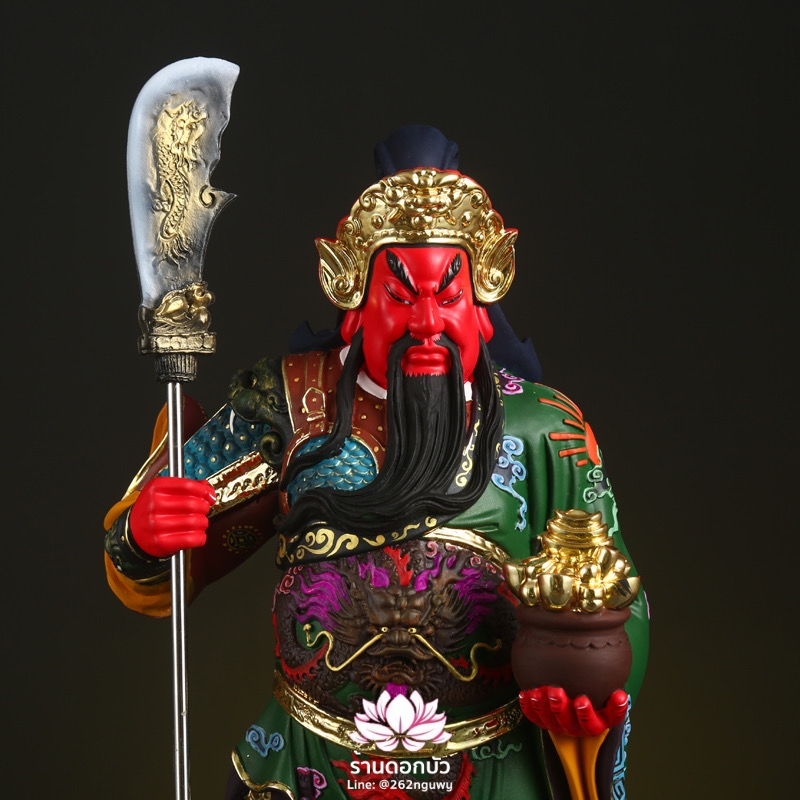 เทพเจ้ากวนอู กวนเต้กุ๊น เฮียบเที้ยนไต่เต่ หรือ กวนเส่งเต้กุ้น ปางประทานทรัพย์ ขนาด 19 นิ้ว