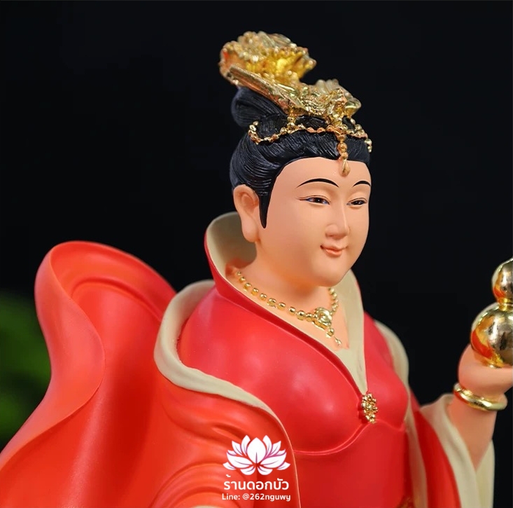 กิ่วเที้ยนเฮี่ยนลื้อ กิวเทียงเหี่ยงนึ่ง จิ่วเทียนเสวียนนี่ ปางยืนบนหงส์บริวาร งานเรซิ่น ขนาด 12/16/19/26 นิ้ว