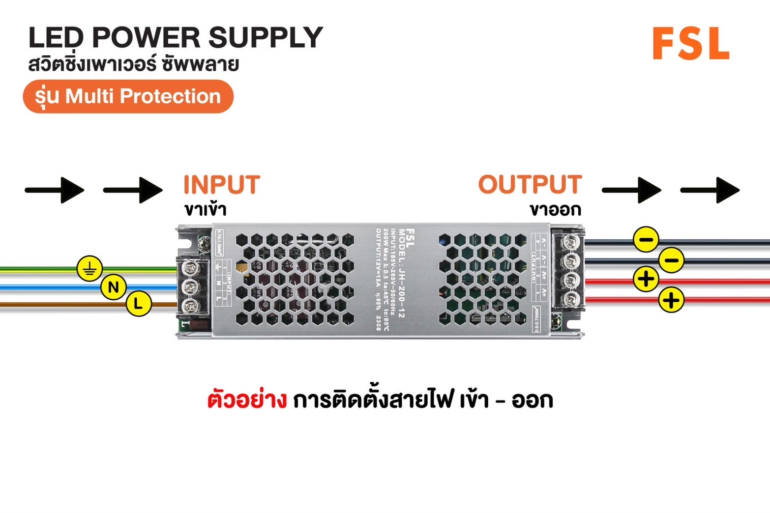 FSL สวิตซ์ชิ่ง หม้อแปลง รุ่น Multi Protection หม้อแปลงไฟฟ้า Switching Adapter LED Power Supply 12V 3A-30A / 36A-400W สวิตซ์ชิ่งเพาเวอร์ซัพพลาย