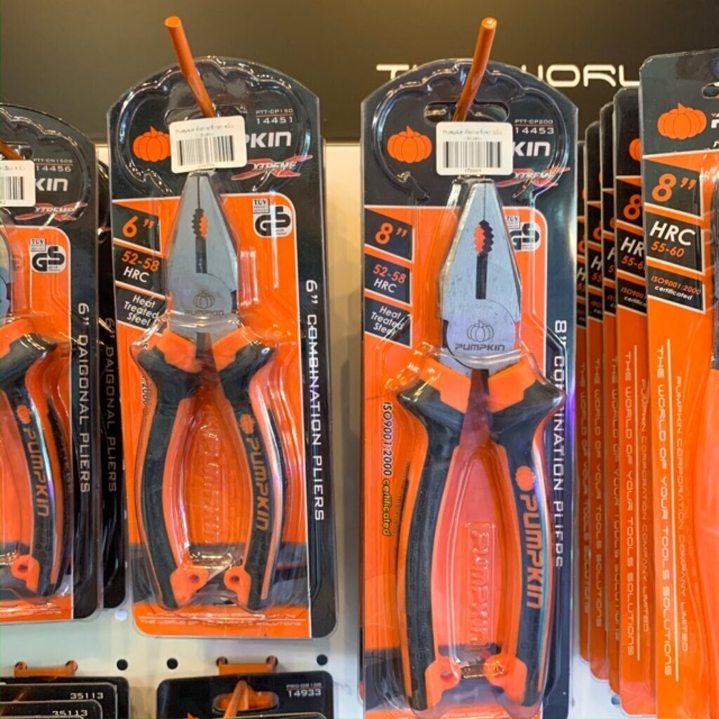 Pumpkin คีมปากจิ้งจก 6 นิ้วและ 8 นิ้ว (คีมตัด,คีมหนีบ,คีมปากจระเข้)