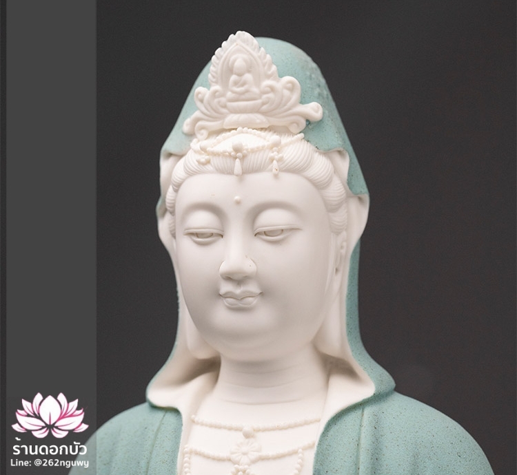 พระโพธิสัตว์กวนอิม พระแม่กวนอิมมหาโพธิสัตว์ กวนอิมผ่อสัก ปางประทับนั่งบัลลังก์ พร้อมแจกันน้ำมนต์ ขนาด 18 นิ้ว