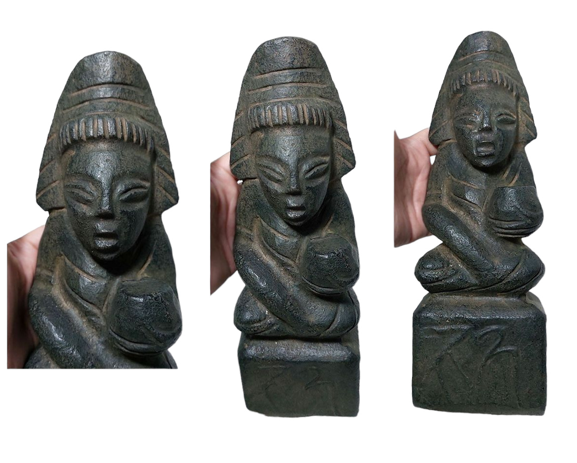 รูปปั้นหินแกะ พระหิน เทวรูปหิน สูง25cm(หินแม่เหล็กดูดติด)