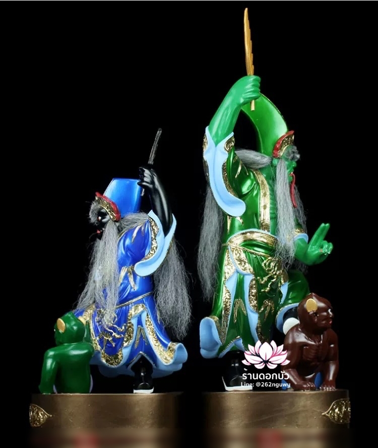 ชิดเอี๋ยโป๊ยเอี๋ย ตั่วแปะหยี่แปะ ยมฑูตขาวดำ ปางยืนเหยียบบริวาร งานเรซิ่น ขนาด 8/12/16/19 นิ้ว