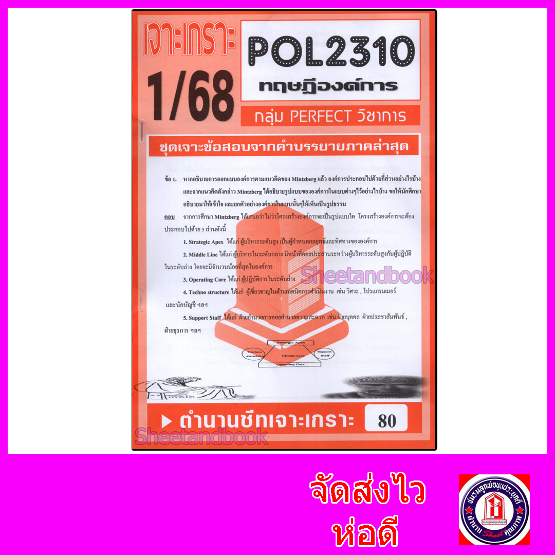 ชีทราม ข้อสอบ POL2310(PA211) ทฤษฎีองค์การ (ข้อสอบอัตนัย) Sheetandbook PFT0018