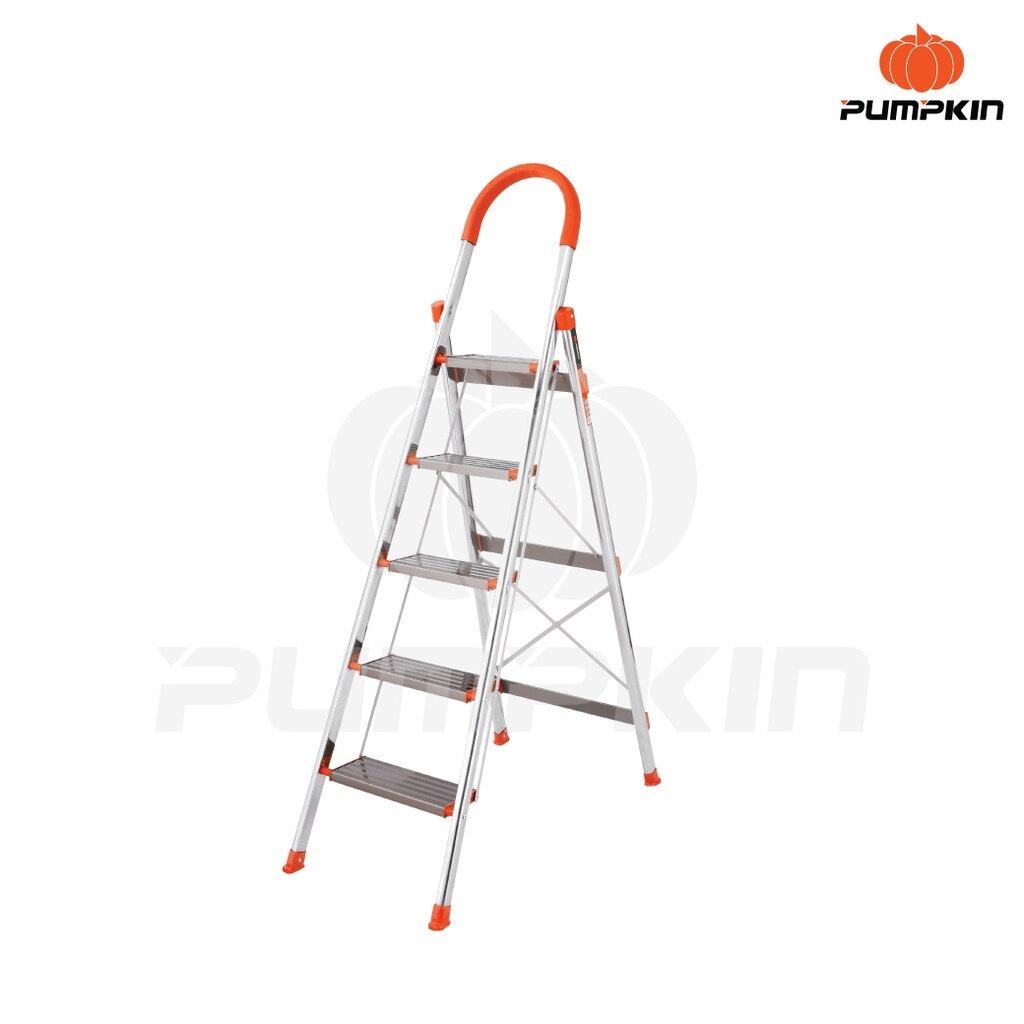 Pumpkin บันได สเตนเลส-อะลูมิเนียม พับได้ แบบมีมือจับ บันไดพับได้ บันไดอเนกประสงค์ พัมคิน PTT-STA4 PTT-STA5 33326 33327