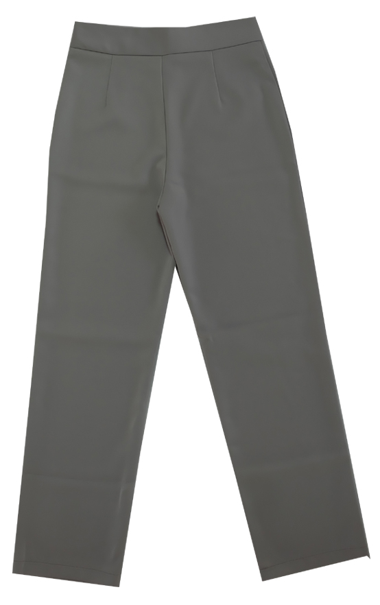 กางเกงขากระบอกเอวสูง ผ้าฮานาโกะ สีเทา Size S M L XL