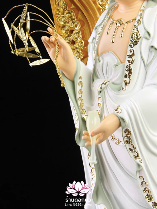 พระพุทธเจ้า (พระยูไล) พระโพธิสัตว์กวนอิม (กวนอิมผ่อสัก) พระมหาสถามปราปต์โพธิสัตว์ (ไต่ซีจี่ผ่อสัก) ปางยืนบนดอกบัว ขนาด 12/16/19/26/36 นิ้ว