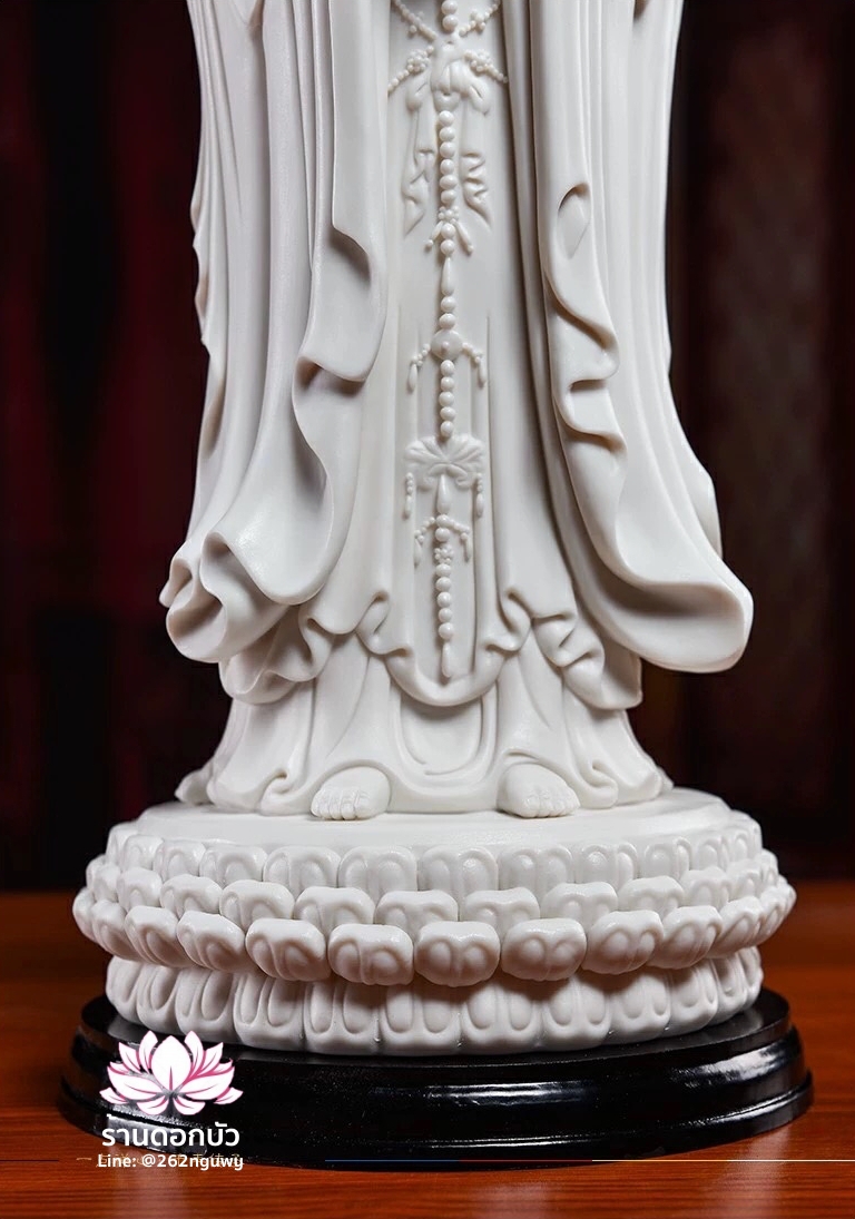 พระโพธิสัตว์กวนอิม 3 พระพักตร์ พระแม่กวนอิม 3 ปาง สีขาวเคลือบเงา ขนาด 15 นิ้ว