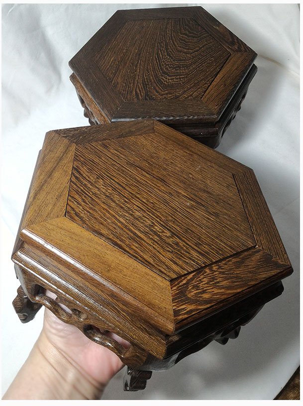 ฐานหรือกี๋ไม้จีน-หกเหลี่ยม 17cm