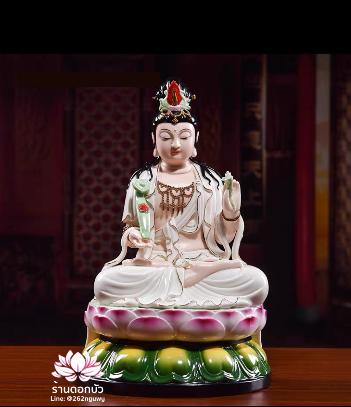 พระสมันตภัทรโพธิสัตว์ ผู่เสียนผูซ่า ปางประทับนั่งดอกบัว ขนาด 12 นิ้ว