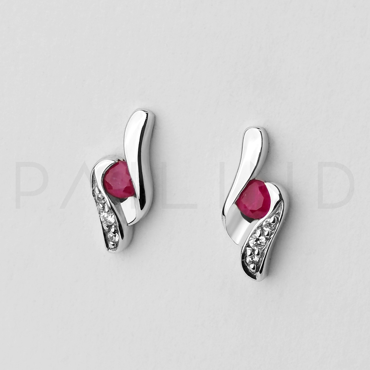 ต่างหูเงินประดับพลอย Ruby