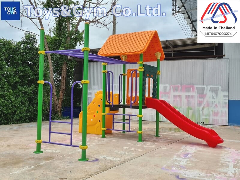 Made in Thailand-เครื่องเล่นสนามกลางแจ้งชุดบ้านสดใส ครุภัณฑ์เครื่องเล่นสนาม สพฐ.
