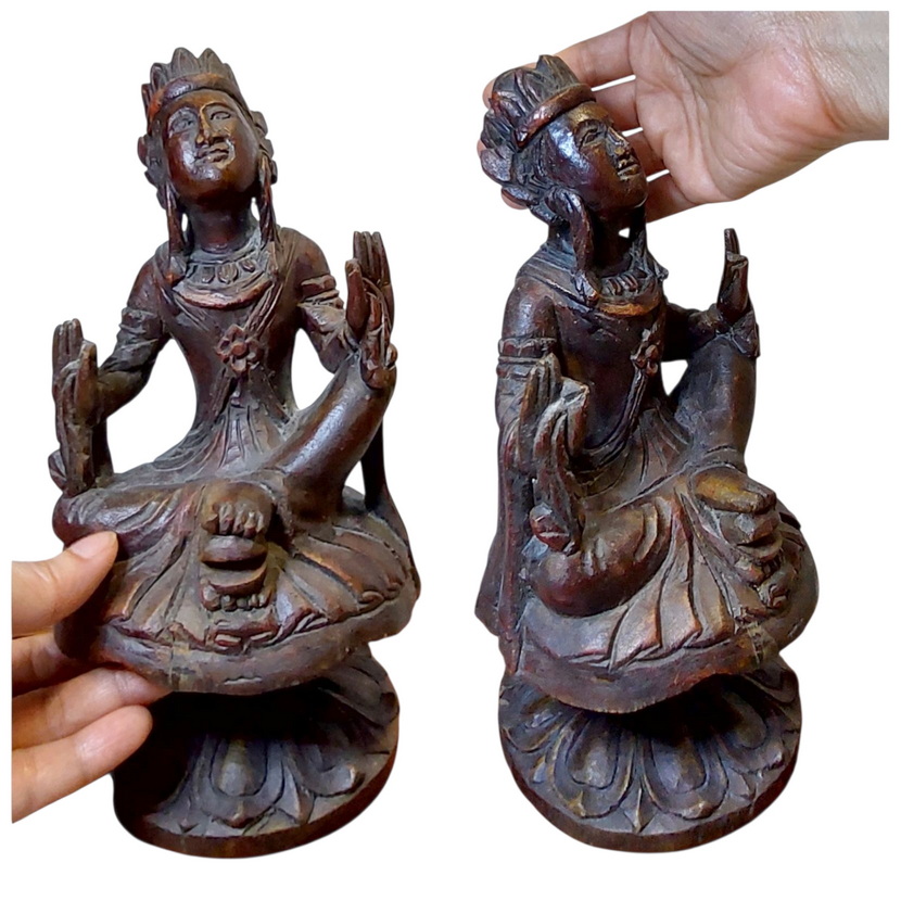 Lokanat เทพผู้คอยดูแลรักษาความสงบสุขของจักรวาล ไม้แกะ งานเก่า สูง23cm