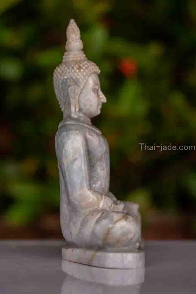 พระปางสมาธิ หินหยกพม่า ขนาด5นิ้ว พระแกะสลักหิน งานศิลปะ มีฝีมือ