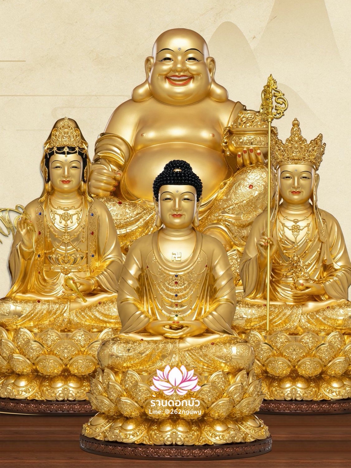 พระพุทธเจ้า (พระยูไล) พระโพธิสัตว์กวนอิม พระกษิติครรภโพธิสัตว์ พระศรีอริยเมตไตรย งานเรซิ่น ขนาด 12/16/19/26 นิ้ว