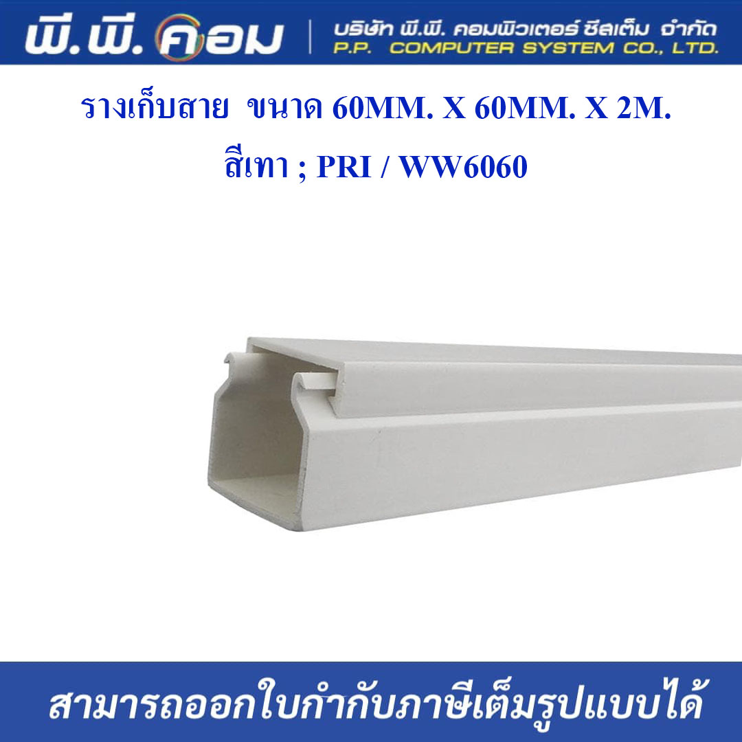 รางเก็บสาย WW6060 ขนาด 60MM. X 60MM. X 2M. สีเทา ; PRI