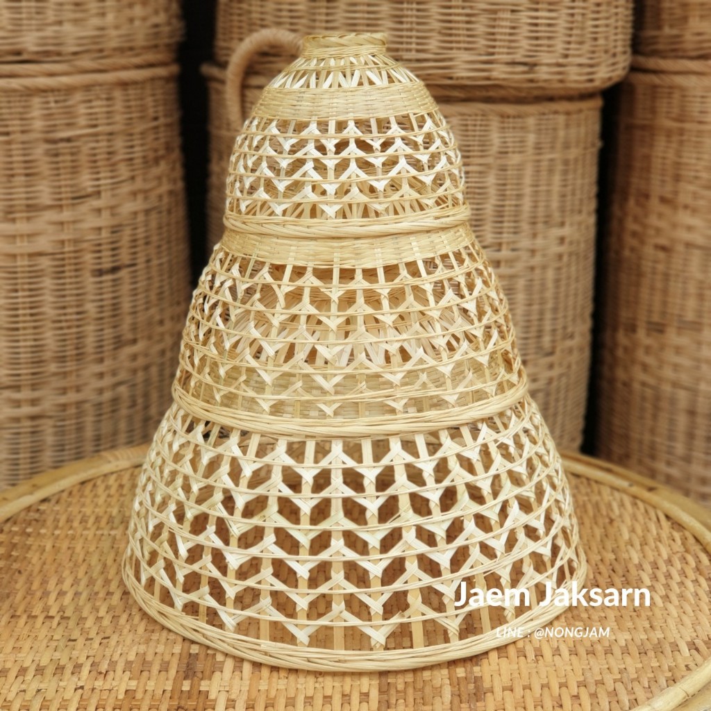 โคมไฟ ไม้ไผ่สาน ตกแต่งเพดาน ทรงสุ่ม พร้อมส่ง 3 ขนาด - แจ่ม จักสาน