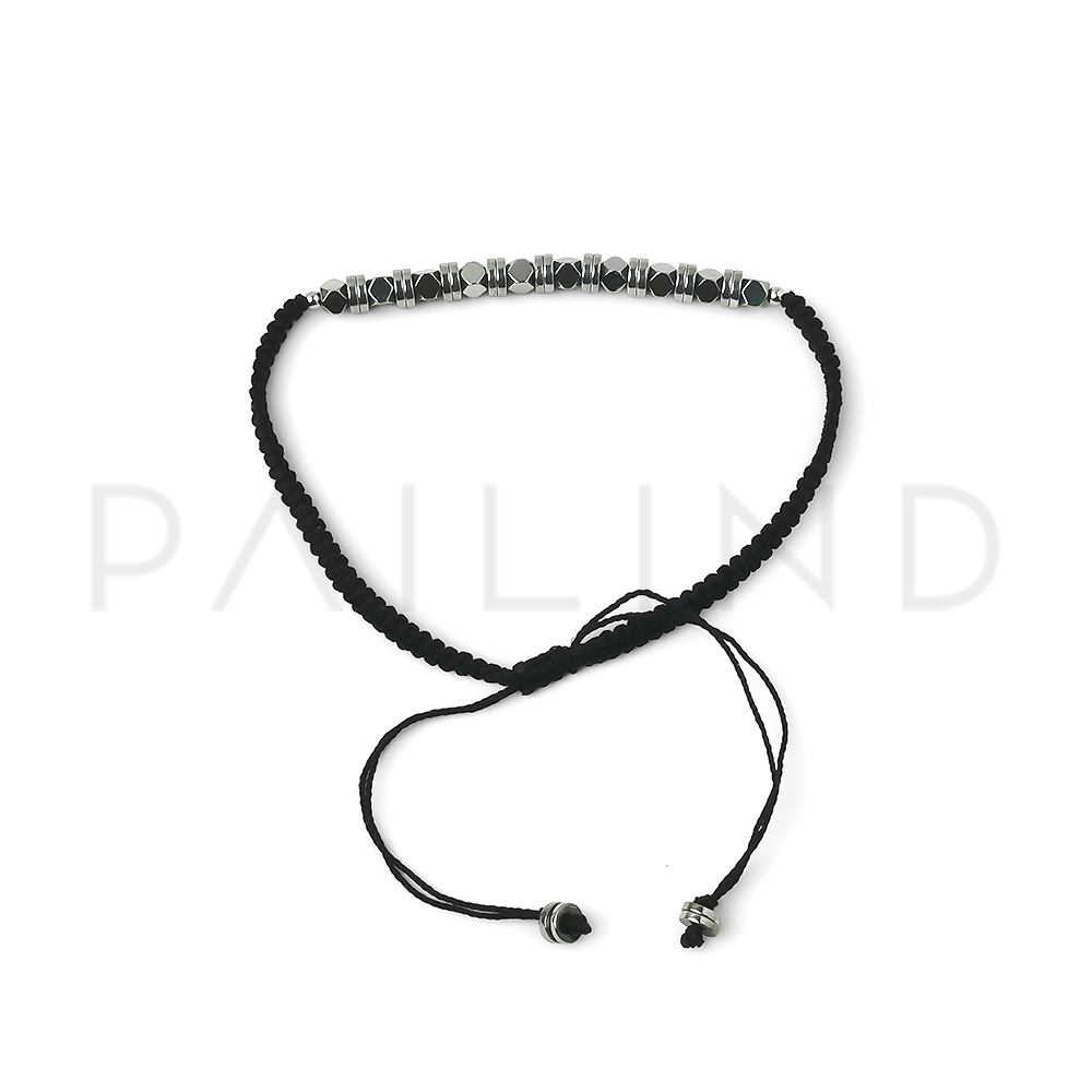 สร้อยข้อมือเชือกถักแฟชั่น พลอย HEMATITE