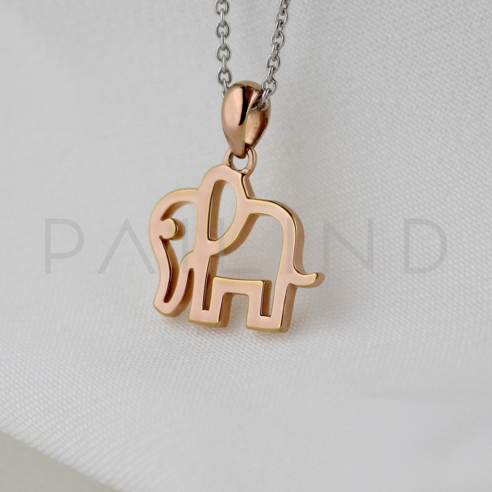 จี้เงินรูปช้างชุบ Rose Gold