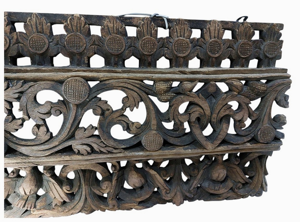 แผ่นไม้แกะสลักเก่าศิลป์พม่า -เทวดาในซุ้ม 💥ราคารับเอง!💥