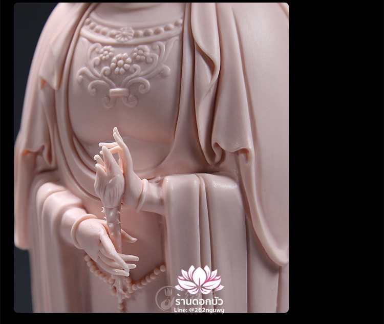 พระโพธิสัตว์กวนอิม 3 พระพักตร์ พระแม่กวนอิม 3 ปาง เนื้อชมพู ขนาด 15 นิ้ว