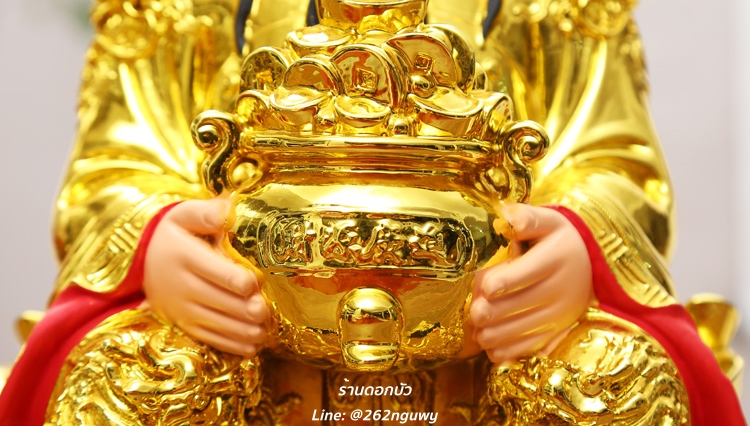 เทพเจ้าไฉ่ซิงเอี๊ย เทพเจ้าแห่งโชคลาภ ความมั่งคั่งและร่ำรวย เนื้อเรซิ่น สีทอง ขนาด 12/16/19 นิ้ว