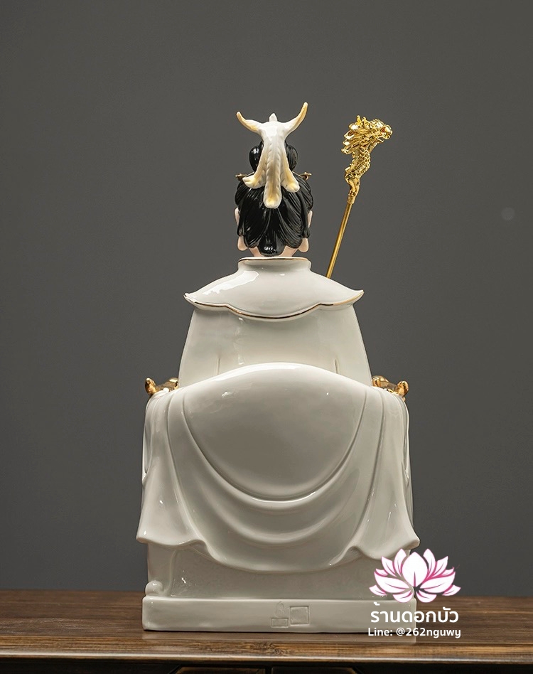 เง็กเซียนฮ่องเต้ หยกอ๋องส่องเต่ และพระนางซีหวังหมู่ กิมบ้อเนี่ยเนี้ย ประทับนั่งบัลลังก์มังกร ขนาด 12/16 นิ้ว