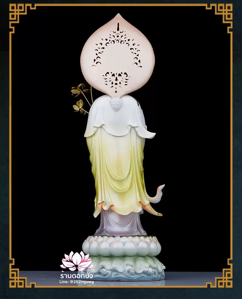 พระพุทธเจ้า (พระยูไล) พระโพธิสัตว์กวนอิม (กวนอิมผ่อสัก) พระมหาสถามปราปต์โพธิสัตว์ (ไต่ซีจี่ผ่อสัก) ปางยืนบนดอกบัว ขนาด 12/16/19/26/36 นิ้ว